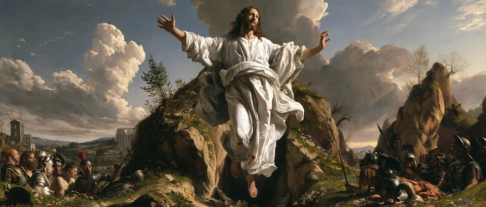 Resurrection of Jesus Christ in Florentine Renaissance style, landscape Christian artwork no. 19