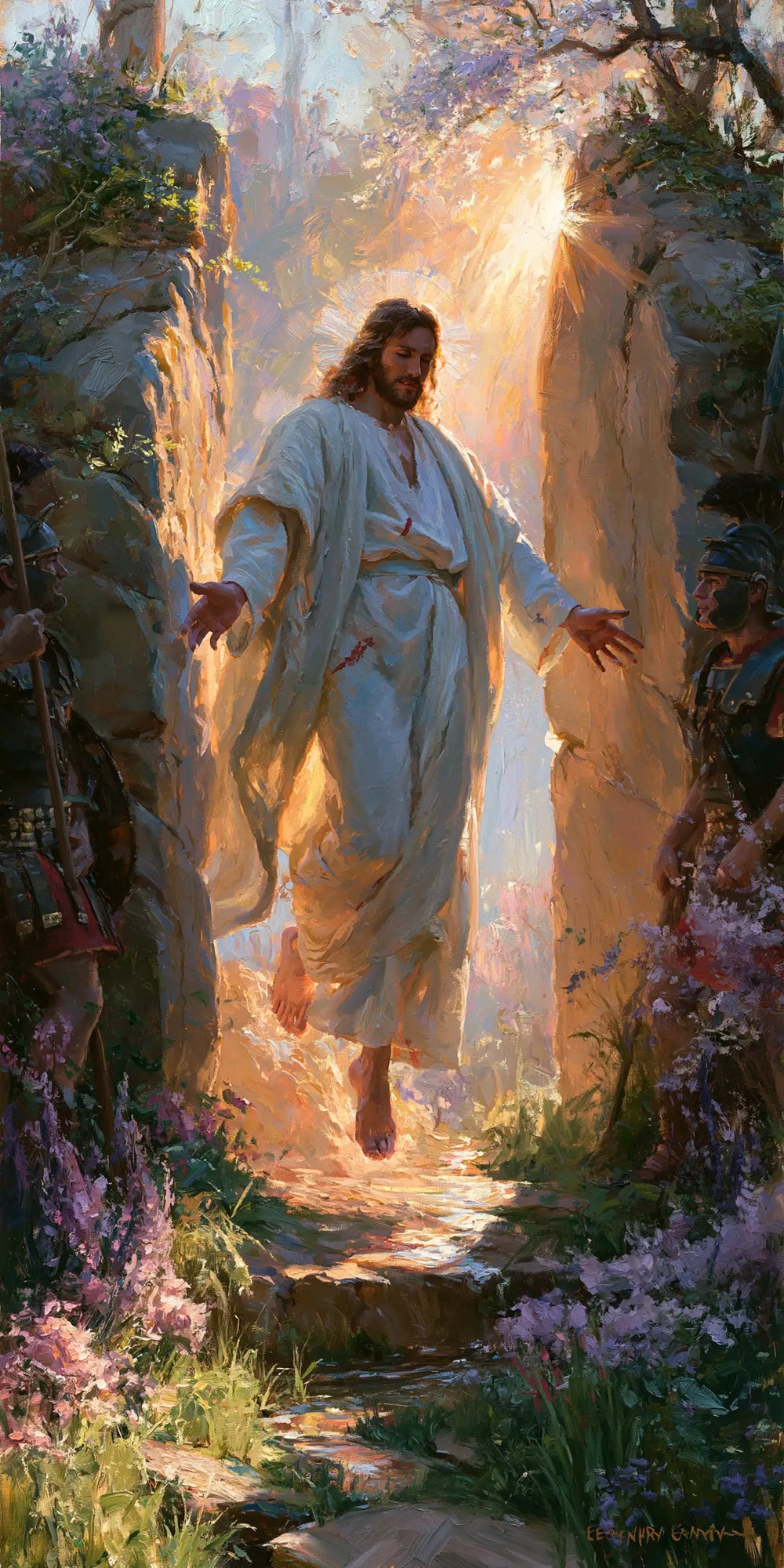 Resurrection of Jesus Christ in Impressionist style, portrait Christian artwork no. 2