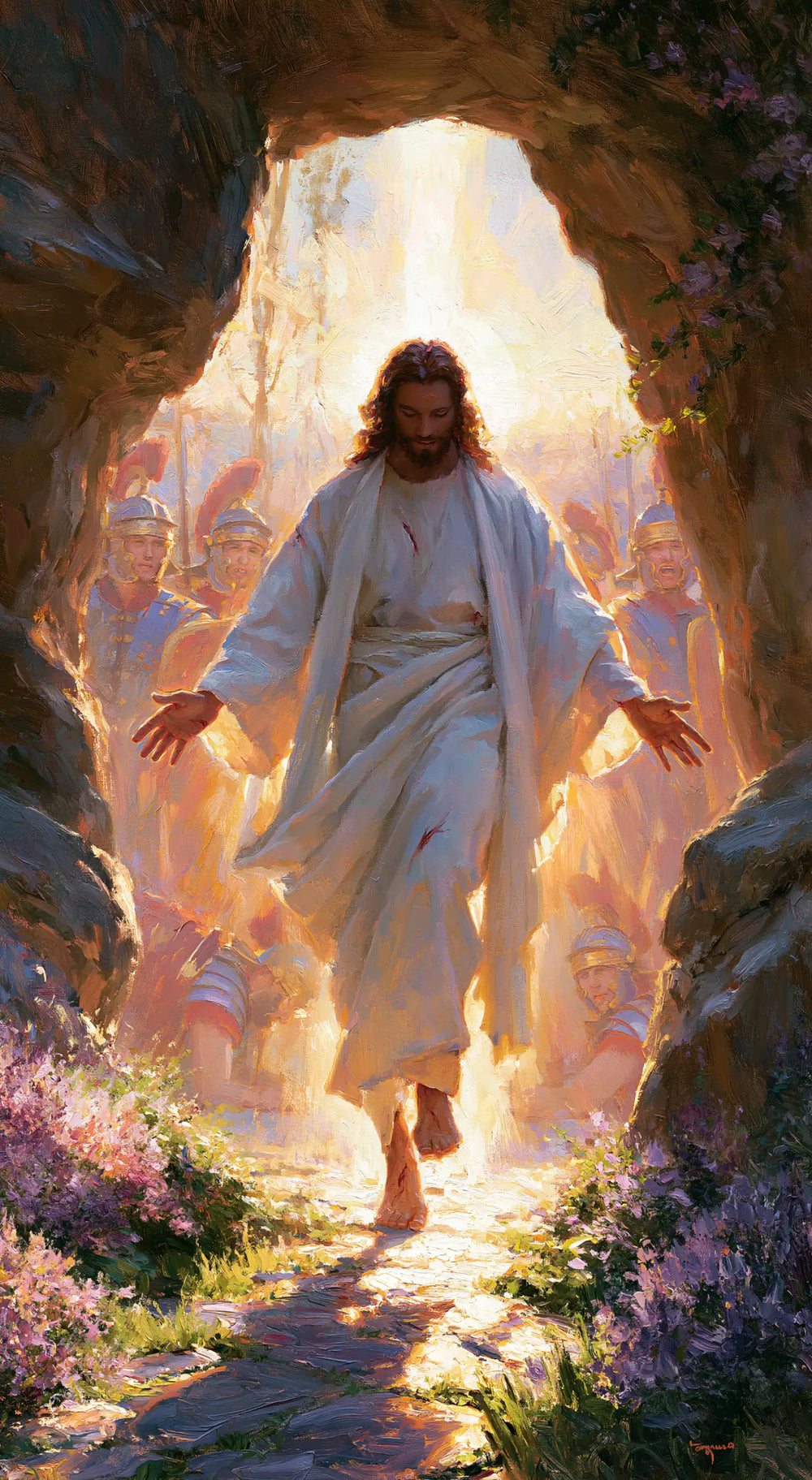 Resurrection of Jesus Christ in Impressionist style, portrait Christian artwork no. 5