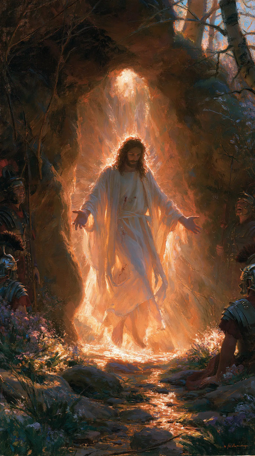 Resurrection of Jesus Christ in Impressionist style, portrait Christian artwork no. 8