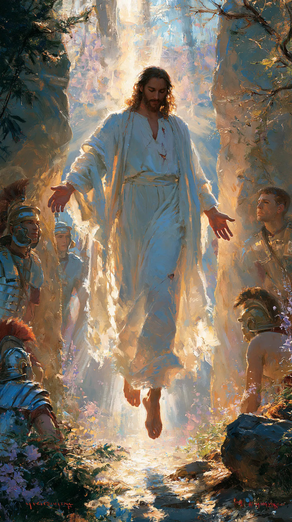 Resurrection of Jesus Christ in Impressionist style, portrait Christian artwork no. 9