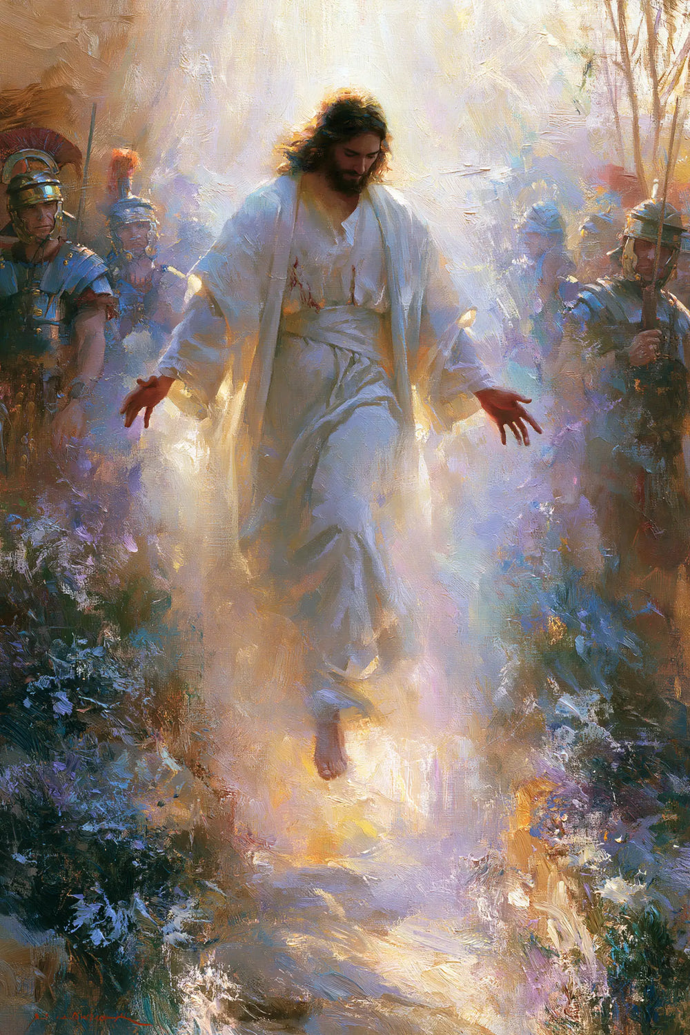 Resurrection of Jesus Christ in Impressionist style, portrait Christian artwork no. 12