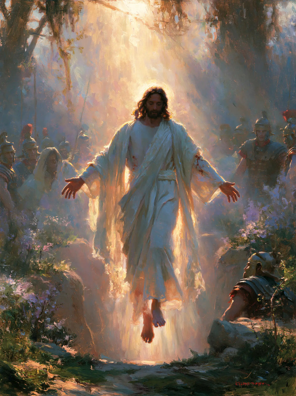 Resurrection of Jesus Christ in Impressionist style, portrait Christian artwork no. 16