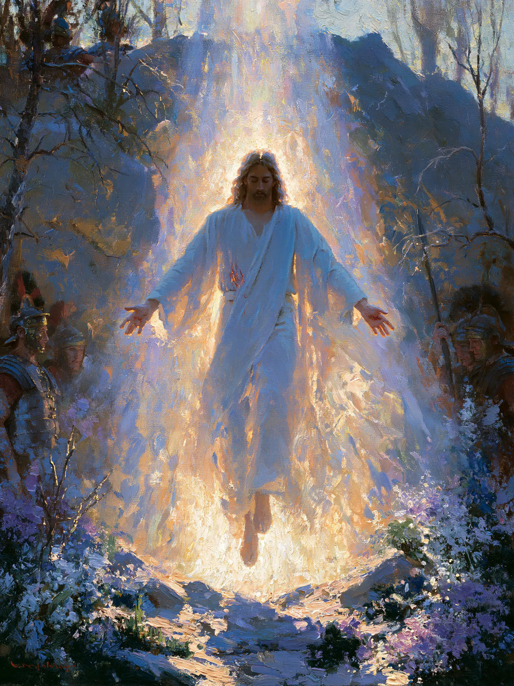 Resurrection of Jesus Christ in Impressionist style, portrait Christian artwork no. 17