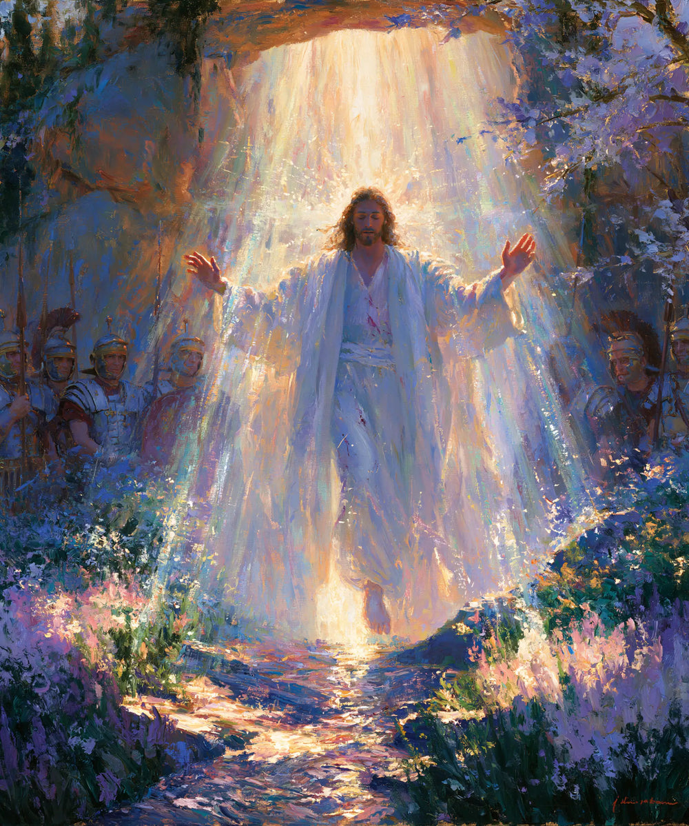 Resurrection of Jesus Christ in Impressionist style, portrait Christian artwork no. 24