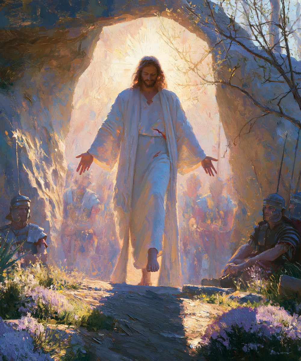 Resurrection of Jesus Christ in Impressionist style, portrait Christian artwork no. 26