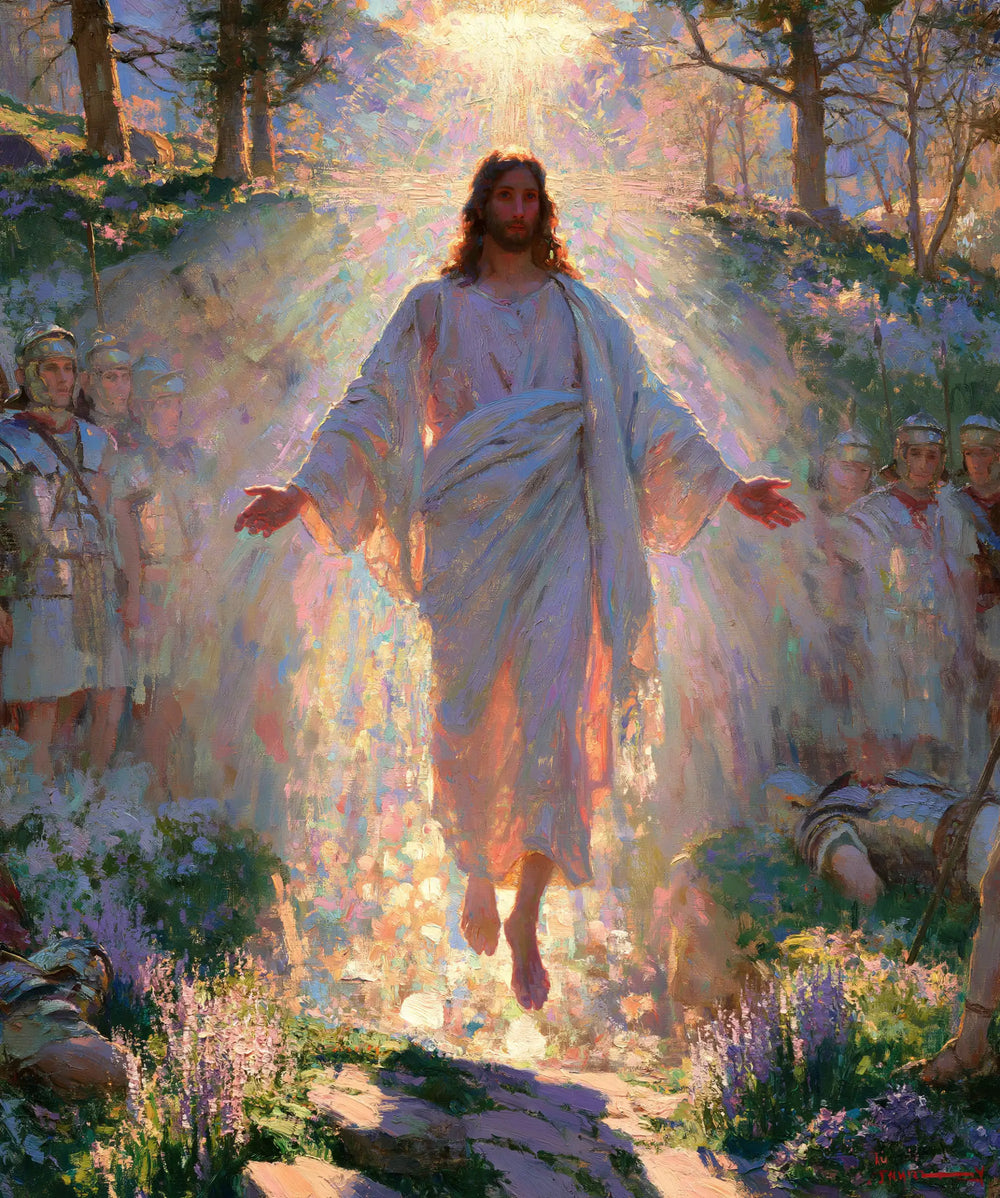 Resurrection of Jesus Christ in Impressionist style, portrait Christian artwork no. 27