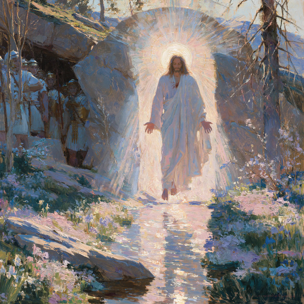 Resurrection of Jesus Christ in Impressionist style, square Christian artwork no. 3
