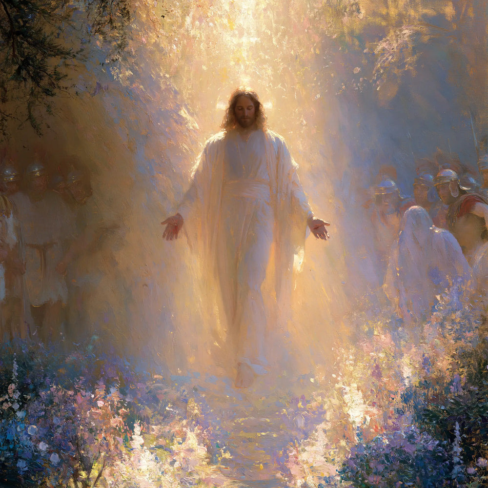 Resurrection of Jesus Christ in Impressionist style, square Christian artwork no. 4