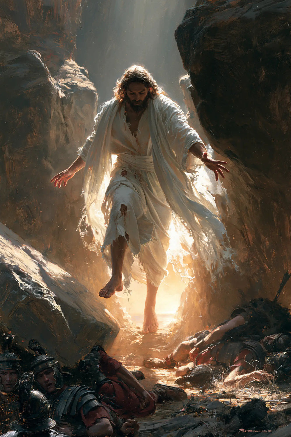 Resurrection of Jesus Christ in Physical Resurrection style, portrait Christian artwork no. 5