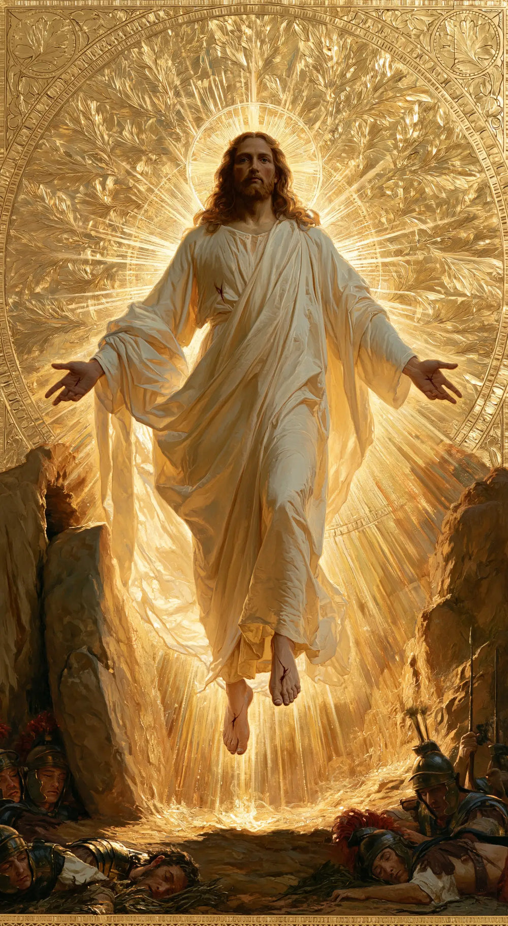 Resurrection of Jesus Christ in Sacred Gold style, portrait Christian artwork no. 4