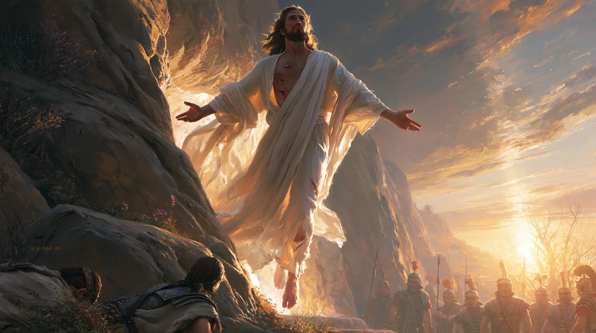 Resurrection of Jesus Christ in Sacred Monumental View style, landscape Christian artwork no. 16