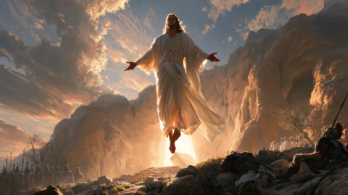 Resurrection of Jesus Christ in Sacred Monumental View style, landscape Christian artwork no. 19