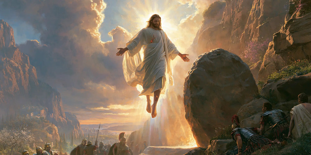 Resurrection of Jesus Christ in Sacred Monumental View style, landscape Christian artwork no. 20