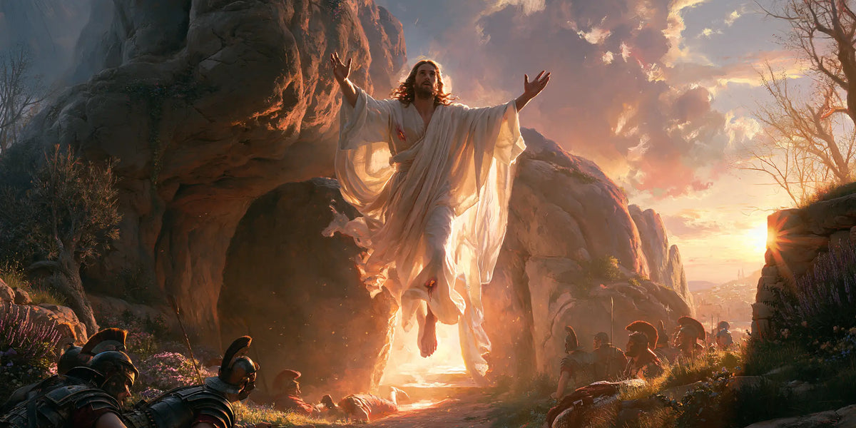 Resurrection of Jesus Christ in Sacred Monumental View style, landscape Christian artwork no. 21
