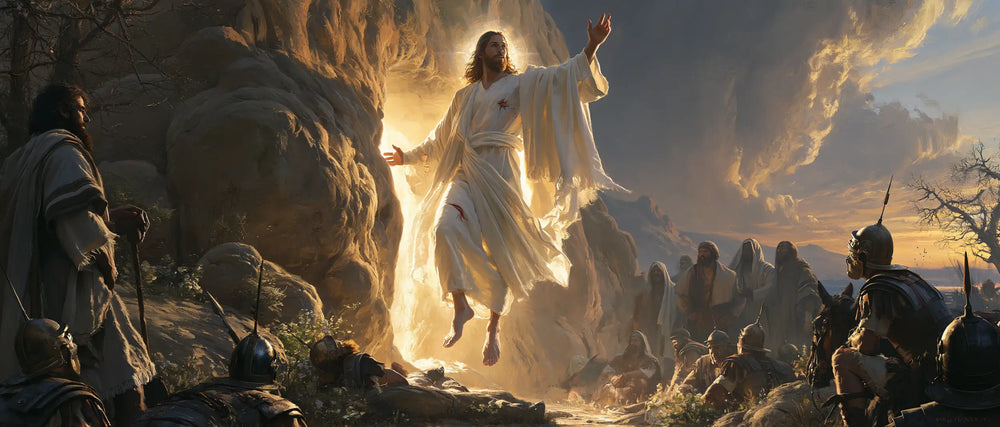 Resurrection of Jesus Christ in Sacred Monumental View style, landscape Christian artwork no. 27