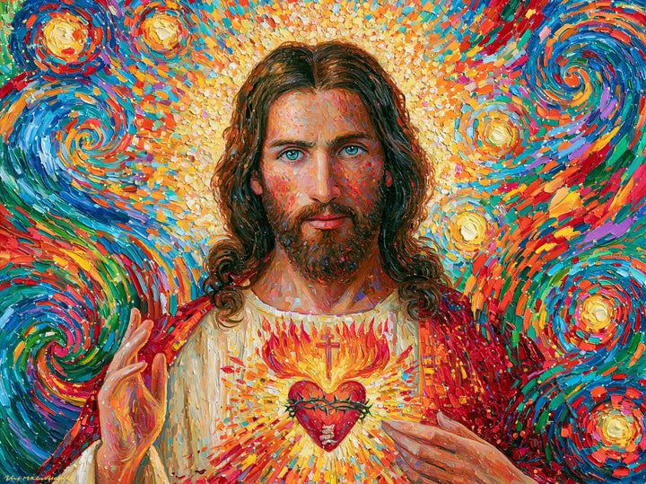 Sacred Heart of Jesus – Pointillist Post-Impressionism · Landscape no. 6