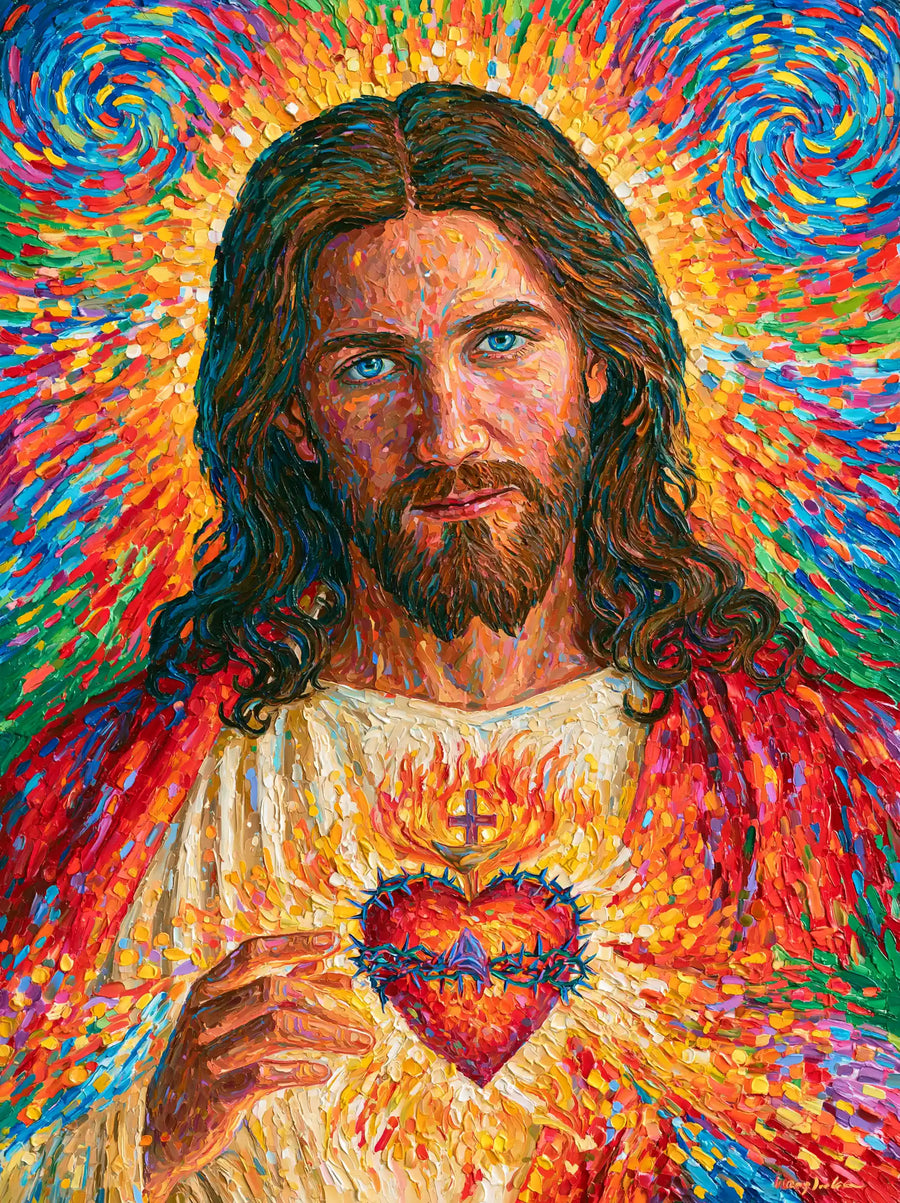 Sacred Heart of Jesus – Pointillist Post-Impressionism · Portrait no. 6