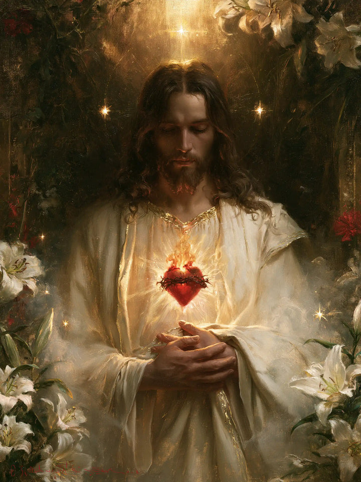 The Sacred Heart of Jesus — Hands at Rest Beneath the Heart