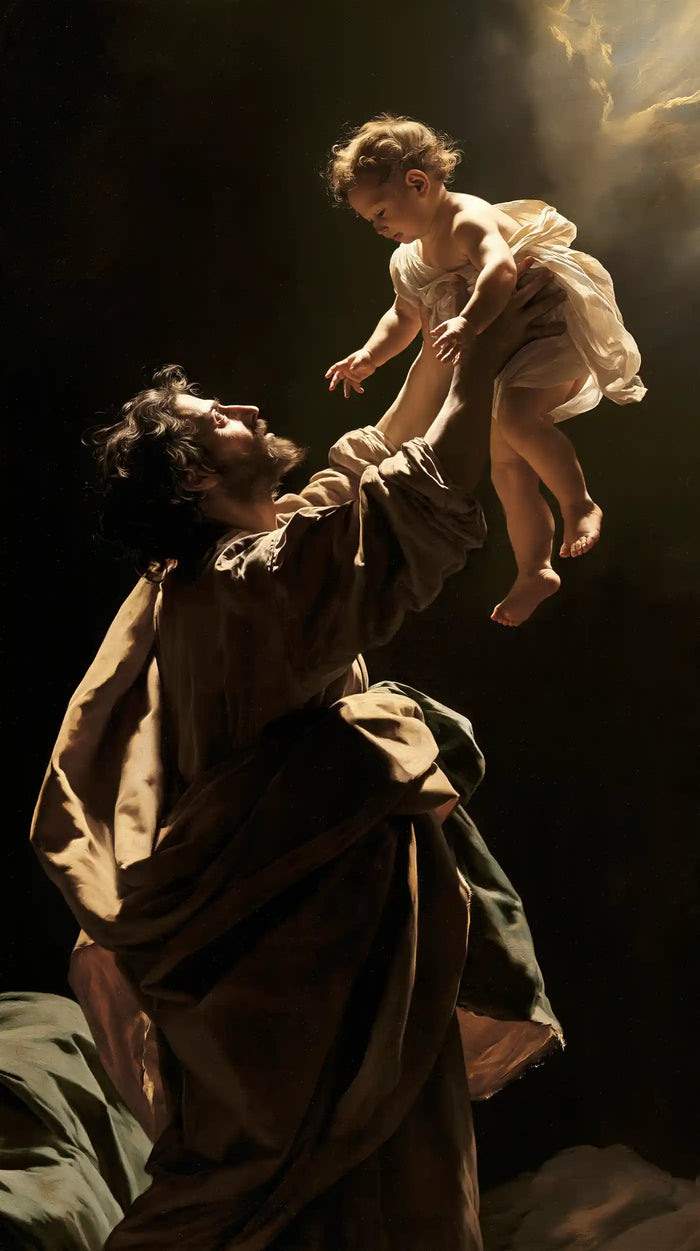 Saint Joseph with the Child Jesus – Theatrical Baroque · Portrait no. 1