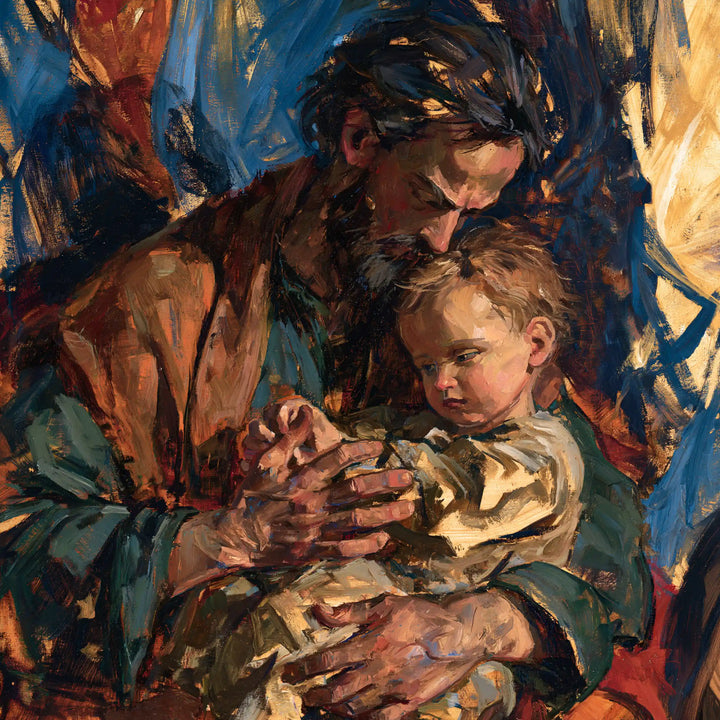 Saint Joseph with the Child Jesus – Expressionist · Square no. 2