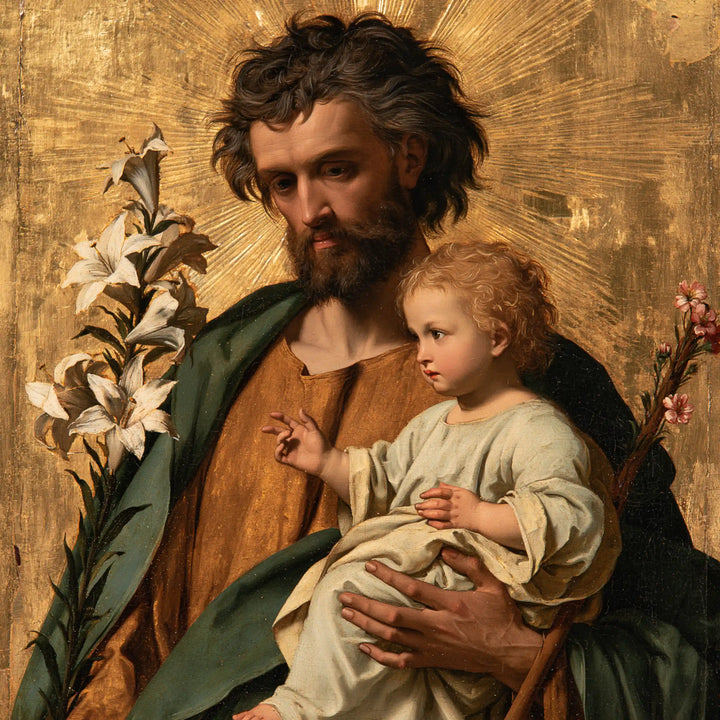 Saint Joseph with the Child Jesus – Sacred Gold · Square no. 2