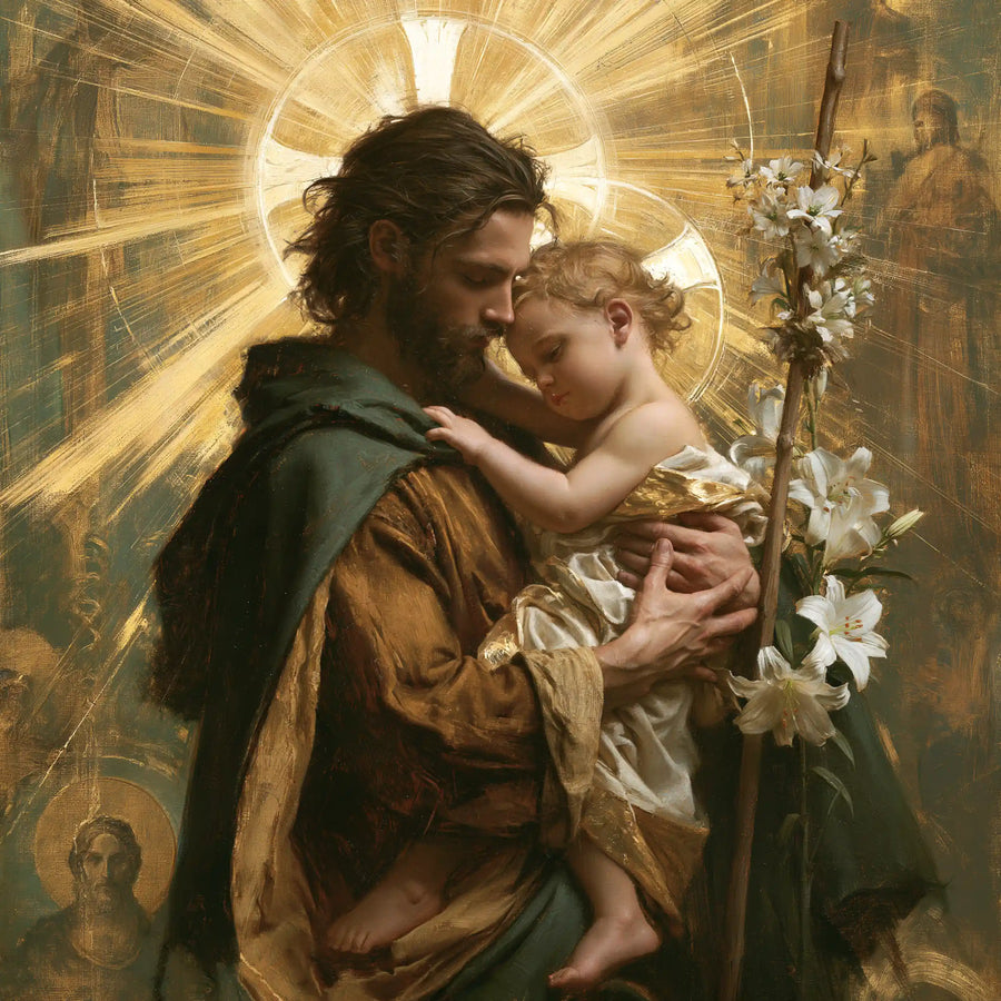 Saint Joseph with the Child Jesus – Sacred Gold · Square no. 6