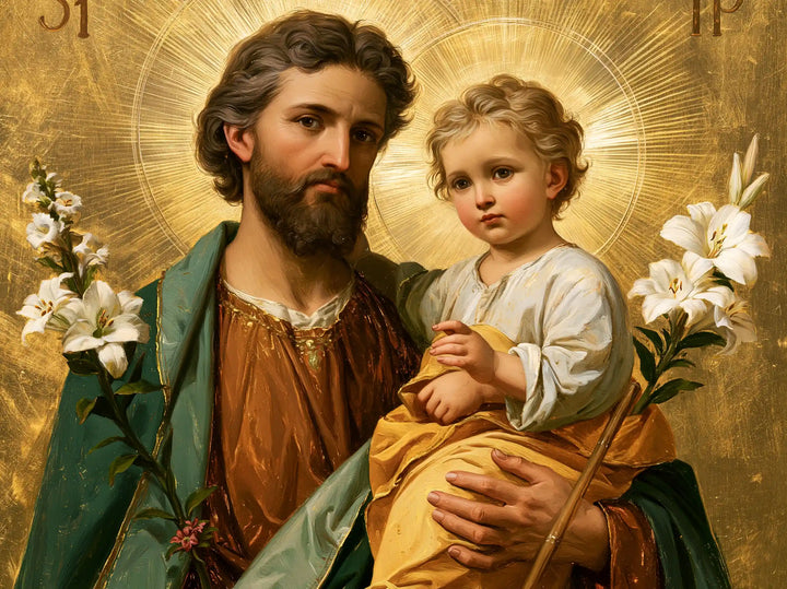Saint Joseph with the Child Jesus – Sacred Gold · Landscape no. 1