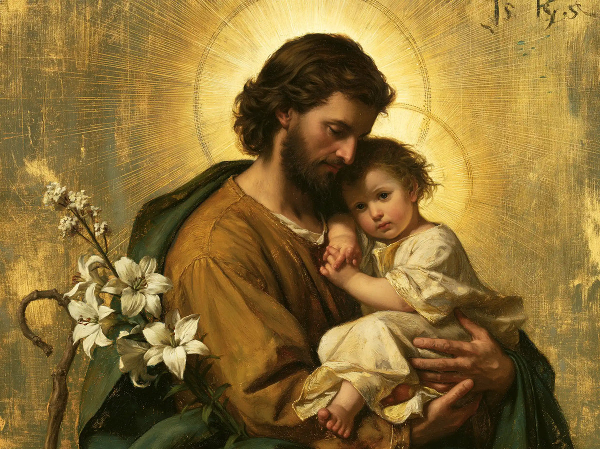 Saint Joseph with the Child Jesus – Sacred Gold · Landscape no. 3