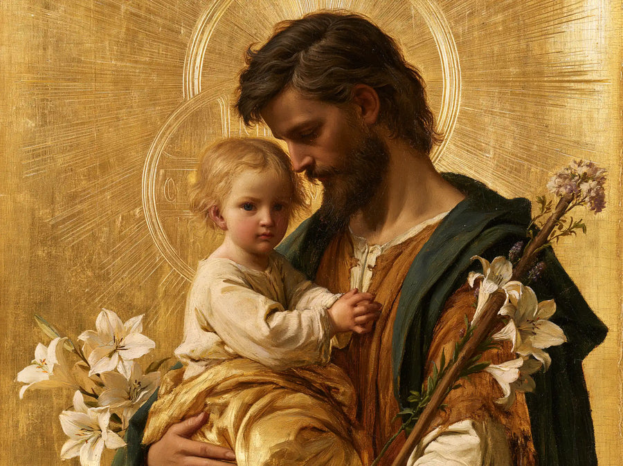 Saint Joseph with the Child Jesus – Sacred Gold · Landscape no. 7