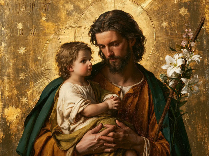 Saint Joseph with the Child Jesus – Sacred Gold · Landscape no. 8