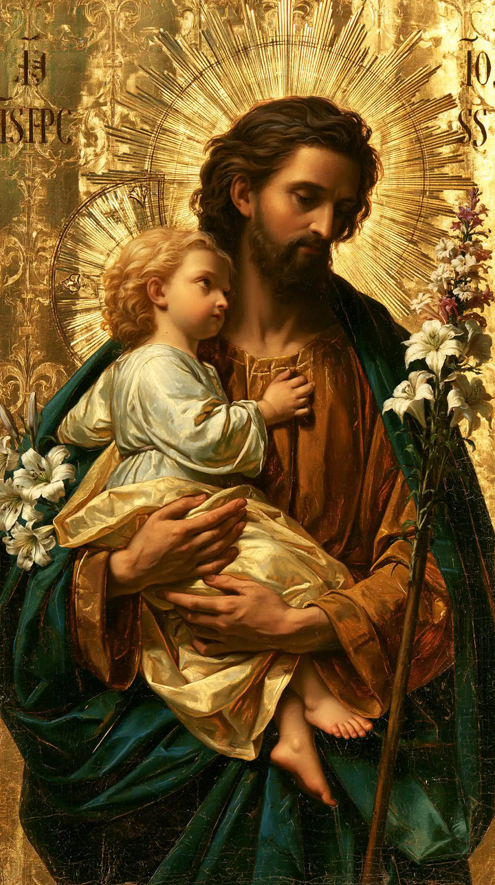 Saint Joseph with the Child Jesus – Sacred Gold · Portrait no. 3