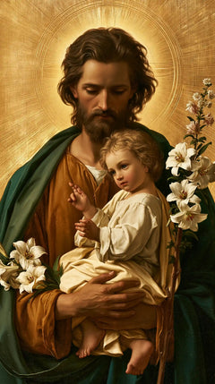 Saint Joseph with the Child Jesus – Sacred Gold · Portrait no. 5