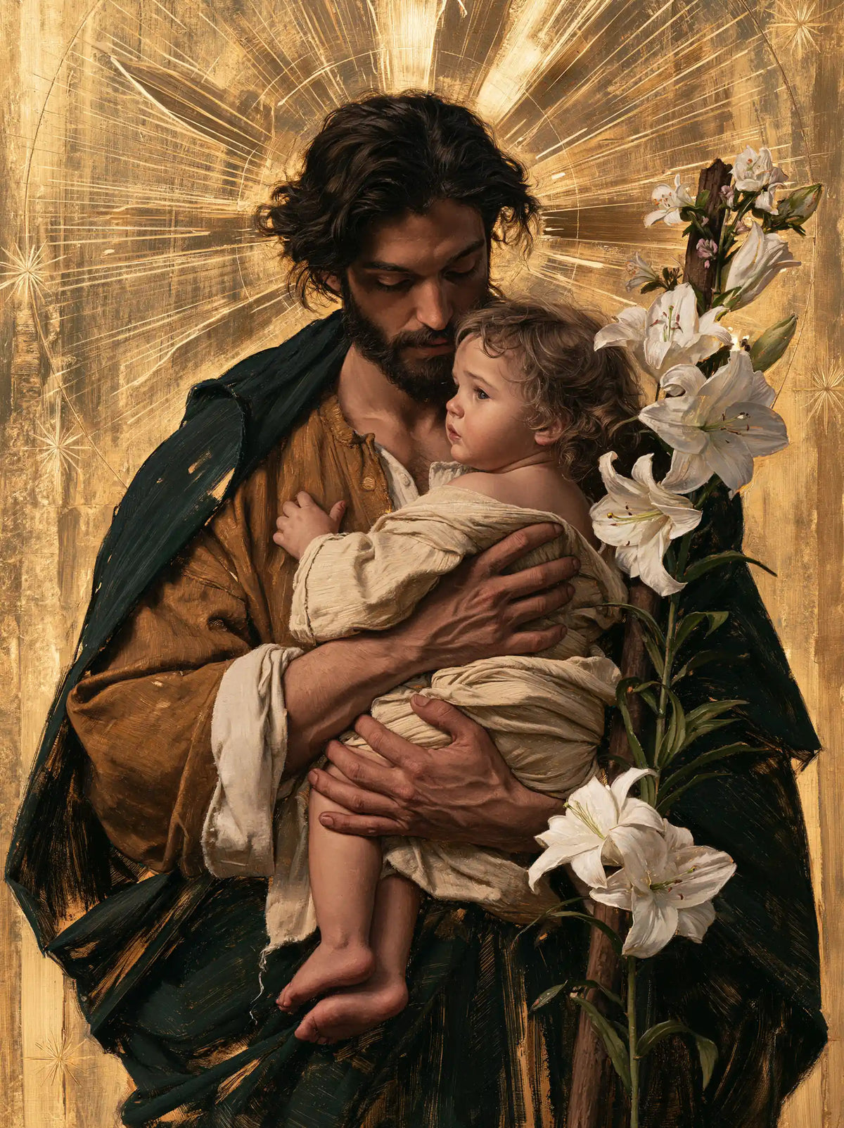 Saint Joseph with the Child Jesus – Sacred Gold · Portrait no. 11
