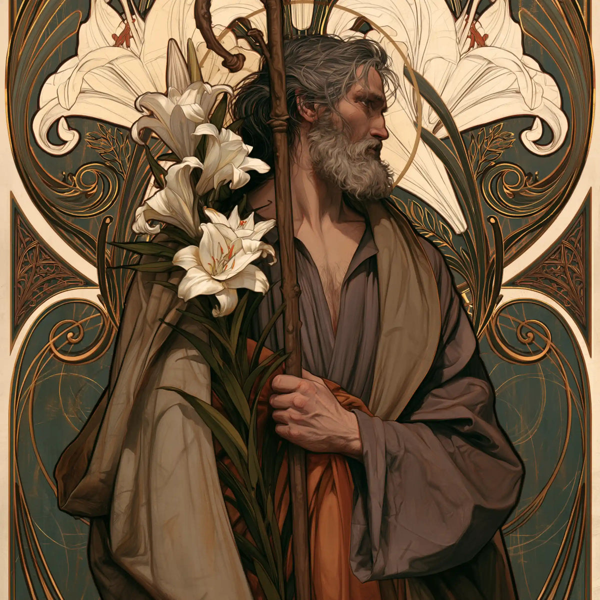 Saint Joseph – Sacred Art Nouveau · Square no. 3
