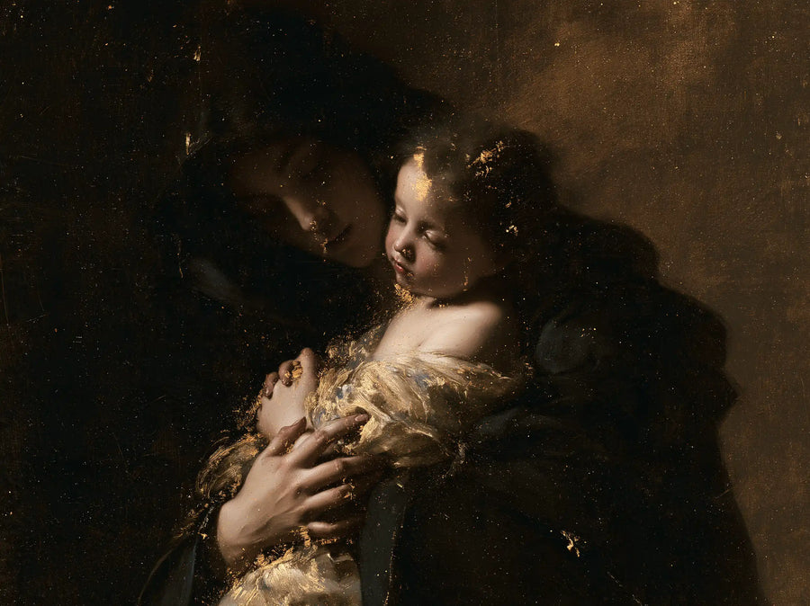 Virgin Mary and Child Jesus - Black and Gold · Landscape n° 2