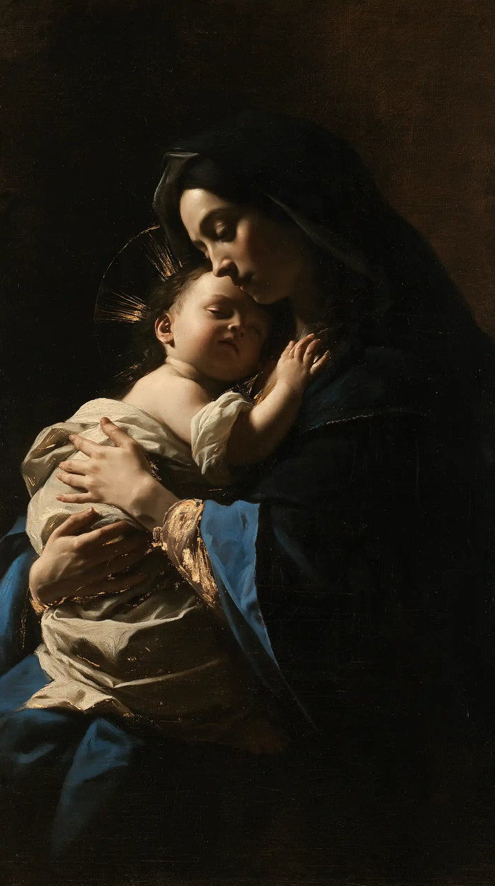 Virgin Mary and Child Jesus - Black and Gold · Portrait n° 5