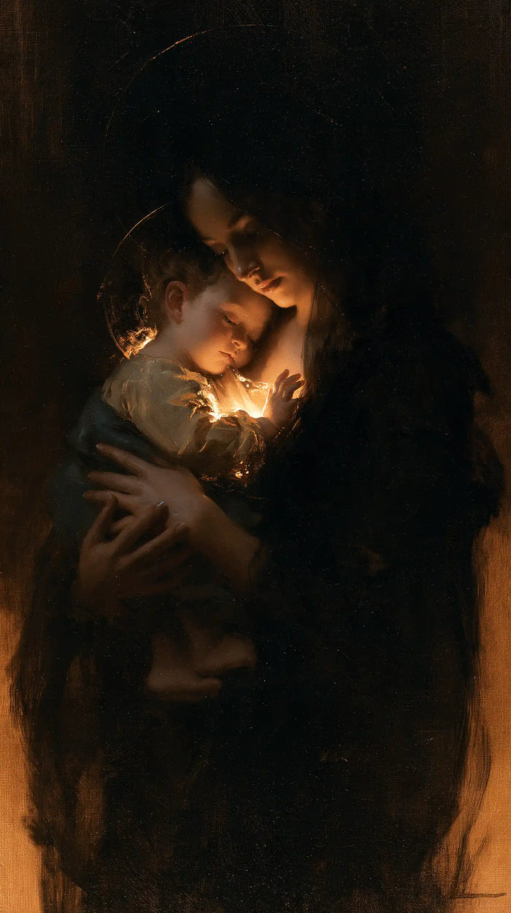 Virgin Mary and Child Jesus - Black and Gold · Portrait n° 8