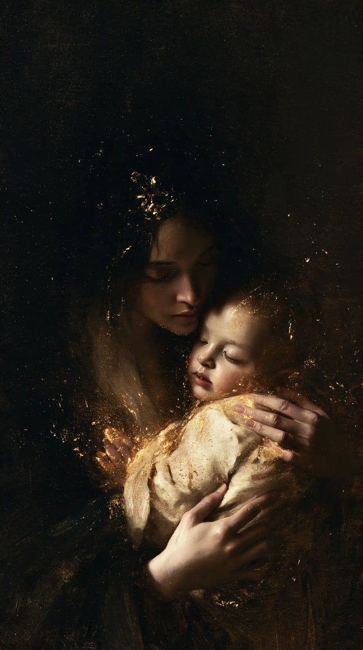 Virgin Mary and Child Jesus - Black and Gold · Portrait n° 20