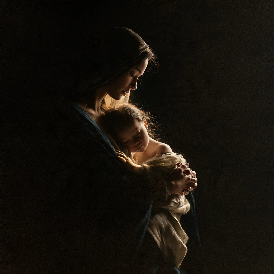 Virgin Mary and Child Jesus - Black and Gold · Square n° 10