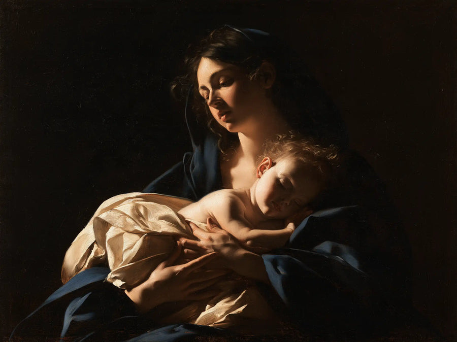 Virgin Mary and Child Jesus - Caravaggio Tenebrism · Landscape n° 2