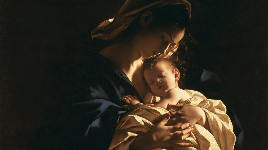 Virgin Mary and Child Jesus - Caravaggio Tenebrism · Landscape n° 7