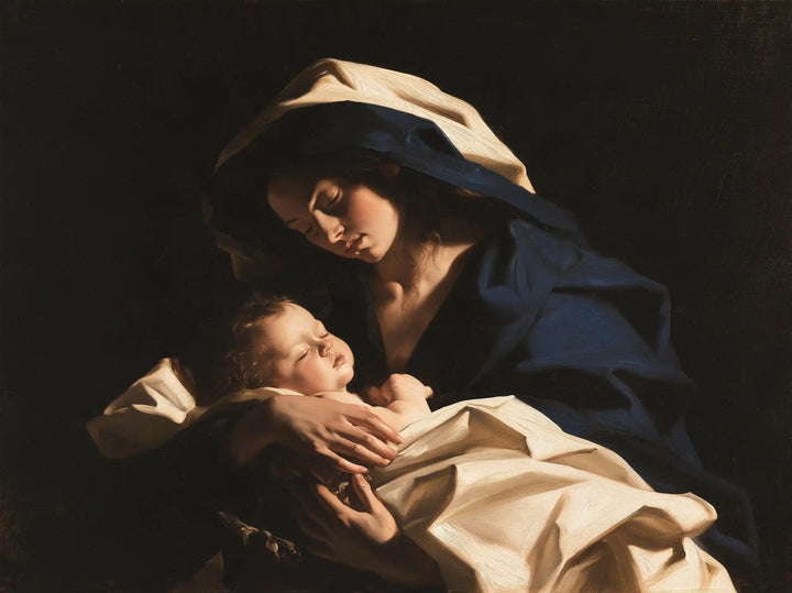 Virgin Mary and Child Jesus - Caravaggio Tenebrism · Landscape n° 9