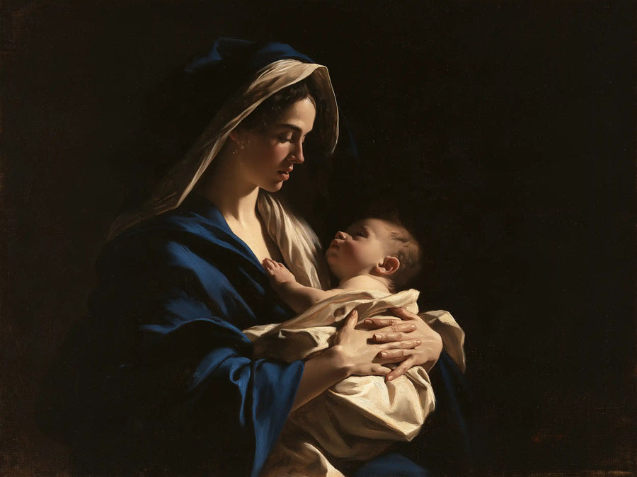 Virgin Mary and Child Jesus - Caravaggio Tenebrism · Landscape n° 10