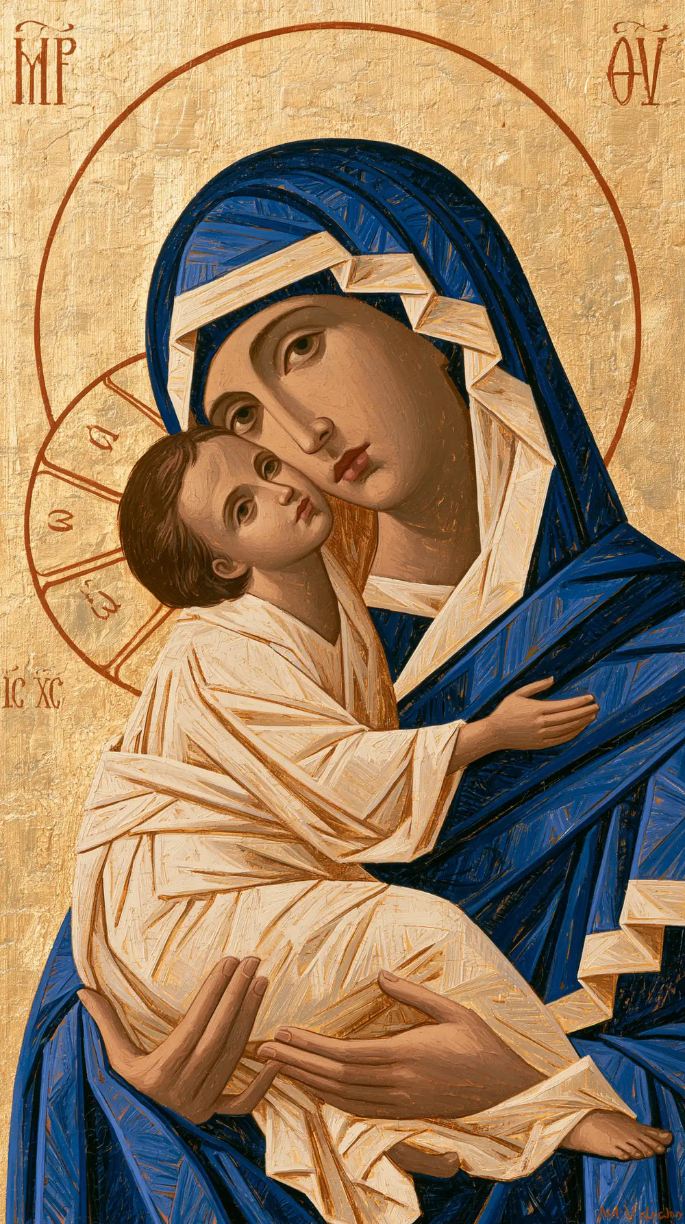 the Virgin Mary and the Child Jesus in Contemporary Byzantine style, portrait Christian artwork no. 2