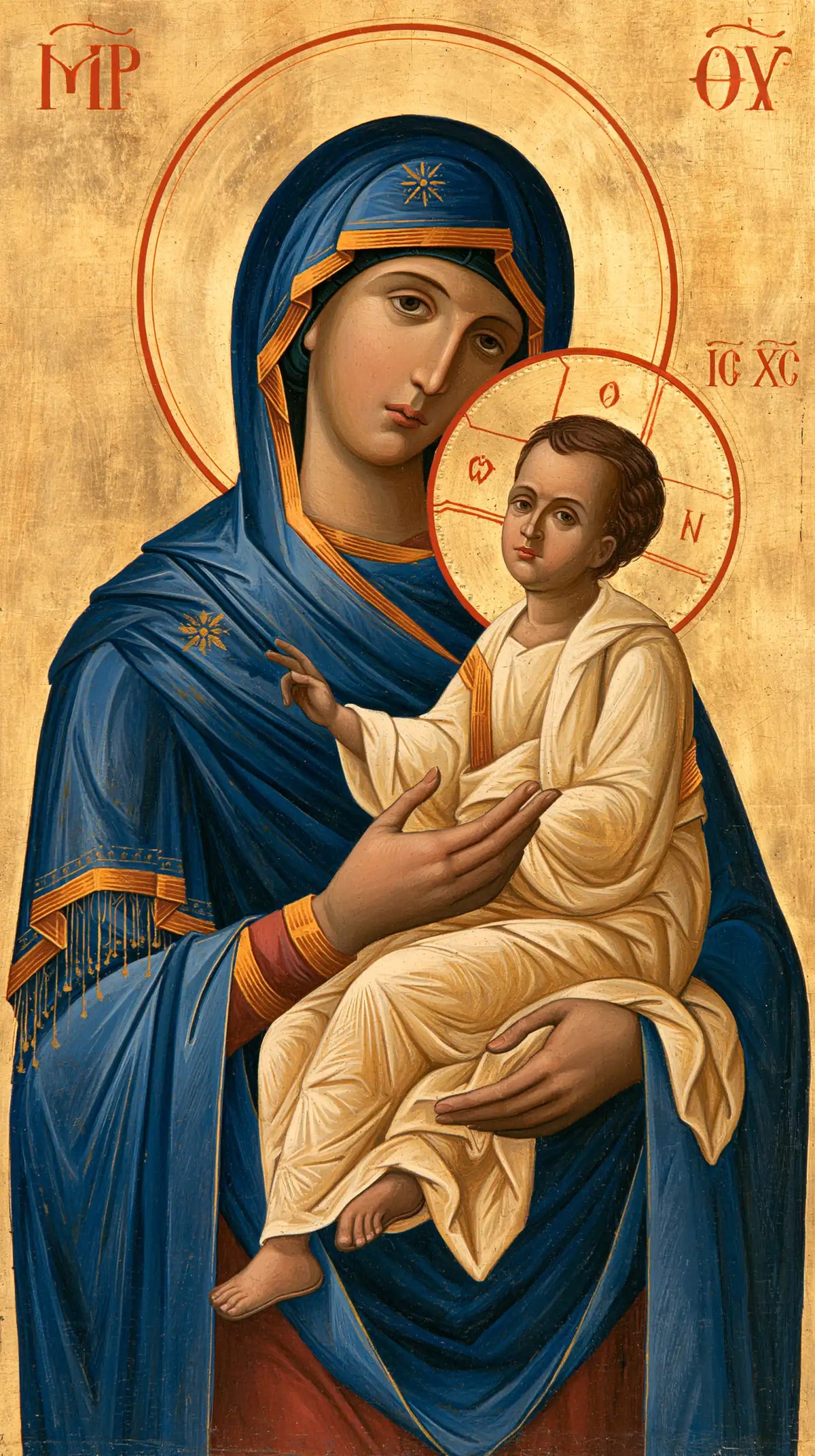the Virgin Mary and the Child Jesus in Contemporary Byzantine style, portrait Christian artwork no. 6