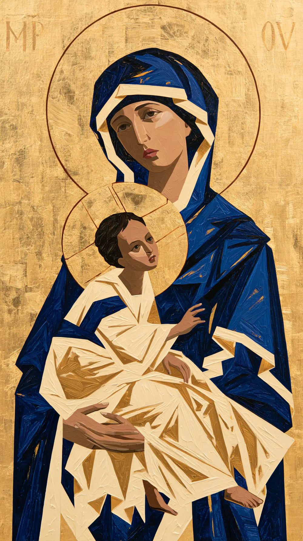 the Virgin Mary and the Child Jesus in Contemporary Byzantine style, portrait Christian artwork no. 9