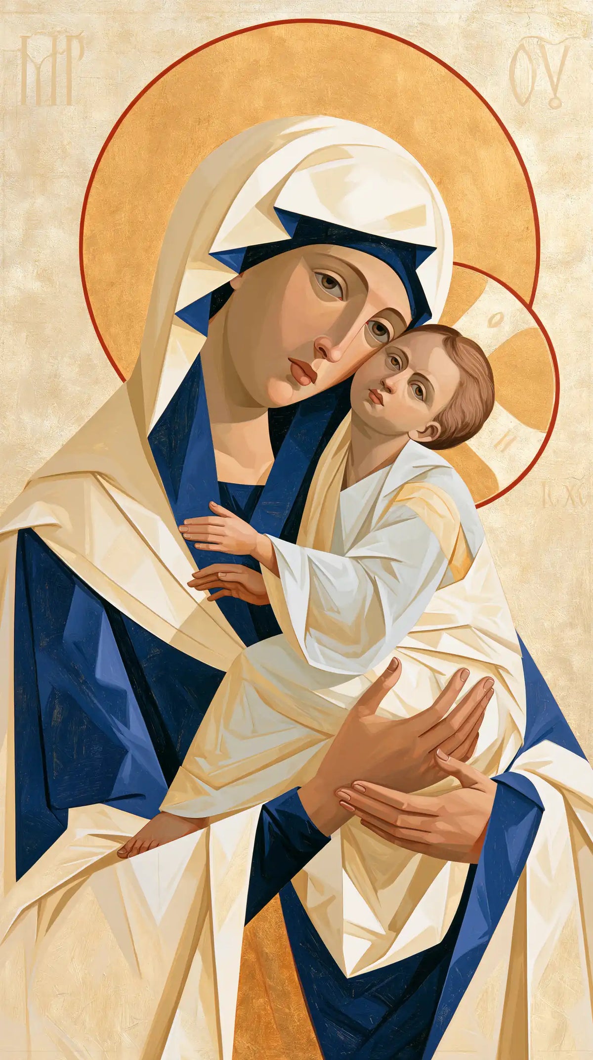the Virgin Mary and the Child Jesus in Contemporary Byzantine style, portrait Christian artwork no. 10