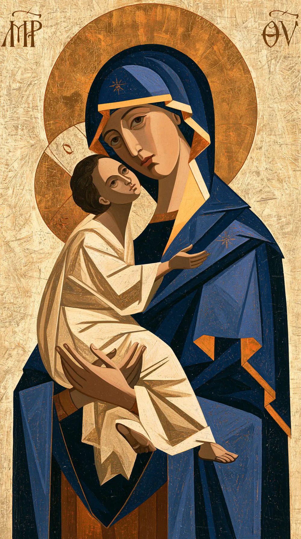 the Virgin Mary and the Child Jesus in Contemporary Byzantine style, portrait Christian artwork no. 13