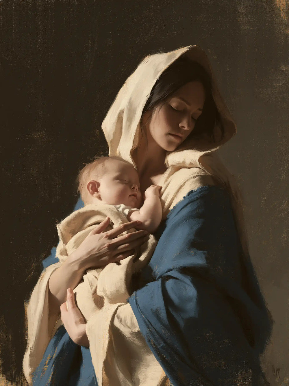 the Virgin Mary and the Child Jesus in Contemporary Minimalism style, portrait Christian artwork no. 4